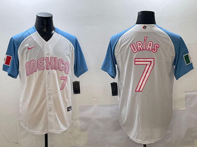 Men 2025 World Cub Mexico #7 Urias White Nike MLB Jersey style 2